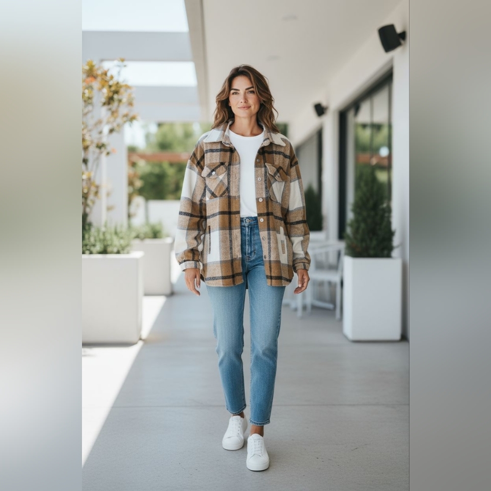 Plaid Button-Up Jacket